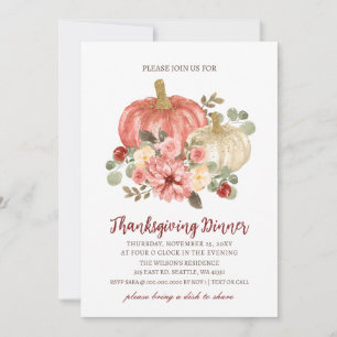Invitation Automne Fleurs de Citrouilles de la Dinner de Than