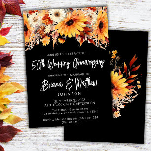 Invitation Automne Floral 50e anniversaire Mariage