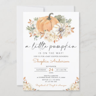 Invitation Automne Floral Automne Un Petit Baby shower Citrou