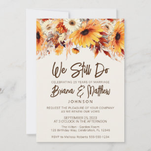 Invitation Automne Floral Beige Mariage Vow Renouvellement
