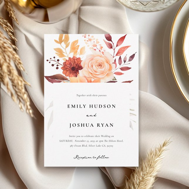 Invitation Automne Floral Boho Mariage (Créateur téléchargé)