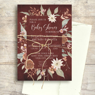 Invitation Automne Floral BOHO Script fille Baby shower Bourg