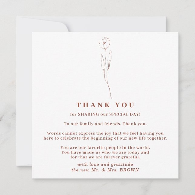 Invitation Automne Floral Boho Terracotta Indie merci (Devant)