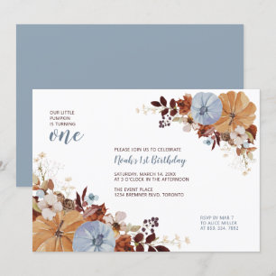Invitation Automne Floral & Citrouille 1er anniversaire