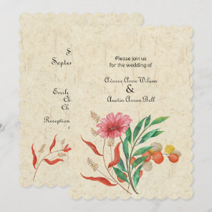 Invitation Automne Floral Orange Mariage