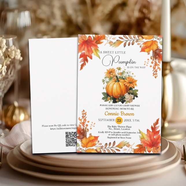 Invitation Automne Floral Petit Citrouille sur le chemin Baby (Créateur téléchargé)