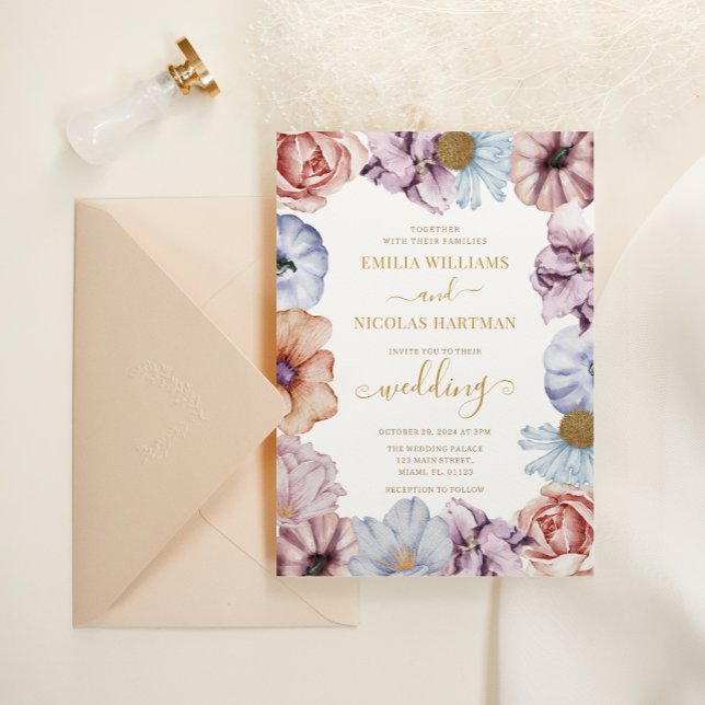 Invitation Automne Floral Romantique Tout en un Mariage (Créateur téléchargé)