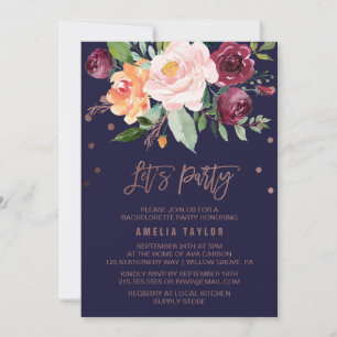 Invitation Automne Floral Rose Gold Wreath Backing Faisons la