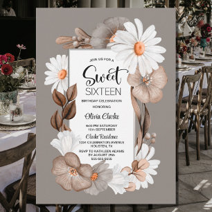 Invitation Automne Floral Sweet 16 fête d'anniversaire