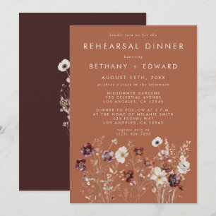 Invitation Automne Floral Terracotta Dîner de répétition