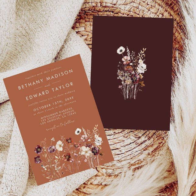 Invitation Automne Floral Terracotta Mariage (Créateur téléchargé)