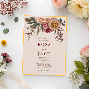 Invitation Automne Floral Terracotta Pampas Mariage en herbe