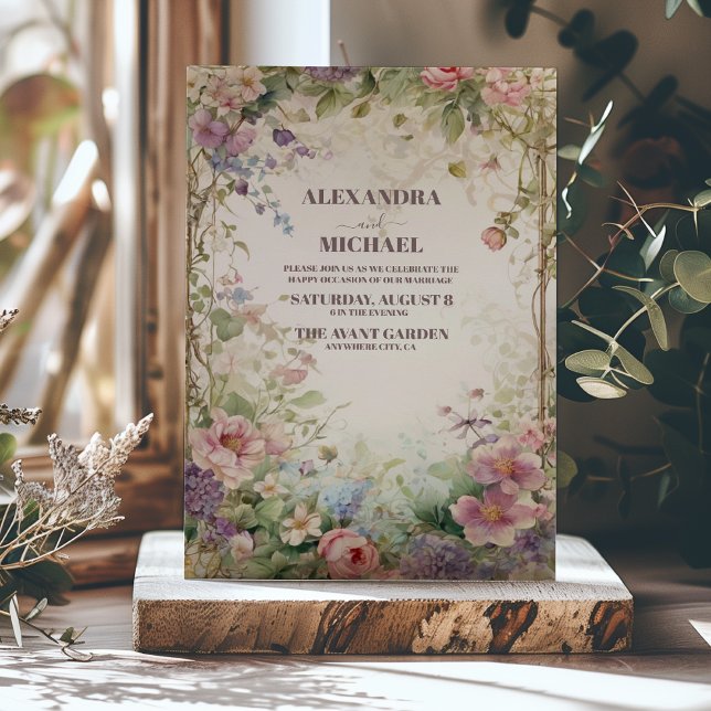 Invitation Automne Floral Violet Art Nouveau Mariage (Créateur téléchargé)