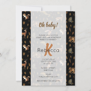 Invitation Automne Forêt Animaux Automne Feuilles Baby shower