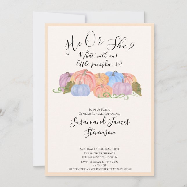 Invitation Automne Genre Révéler Petit Citrouille Thème Invit (Devant)