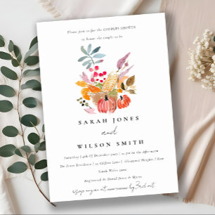 Invitation Automne Harvest Citrouille Aquarelle Couples Douch