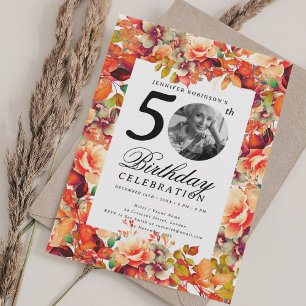 Invitation Automne Jardin floral Photo 50e anniversaire