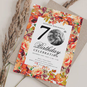 Invitation Automne Jardin floral Photo 70e anniversaire