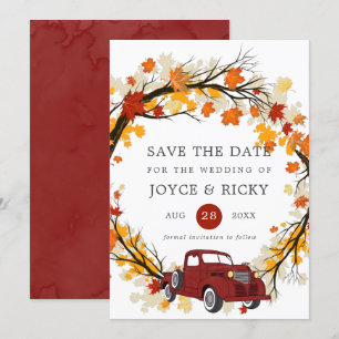 Invitation Automne Laisse Camion Vintage Économisez La Date M