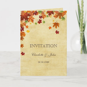 Invitation Automne laisse un Mariage rustique