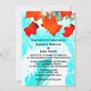 Invitation Automne Leaf Géode Agate Art Abstrait Custom Weddi