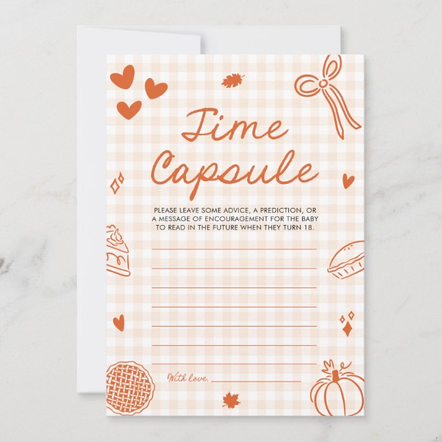 Invitation Automne Main tiré Baby shower temps Capsule jeu (Devant)