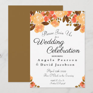Invitation Automne Mariage Aquarelle Fleurs Couleurs Automne