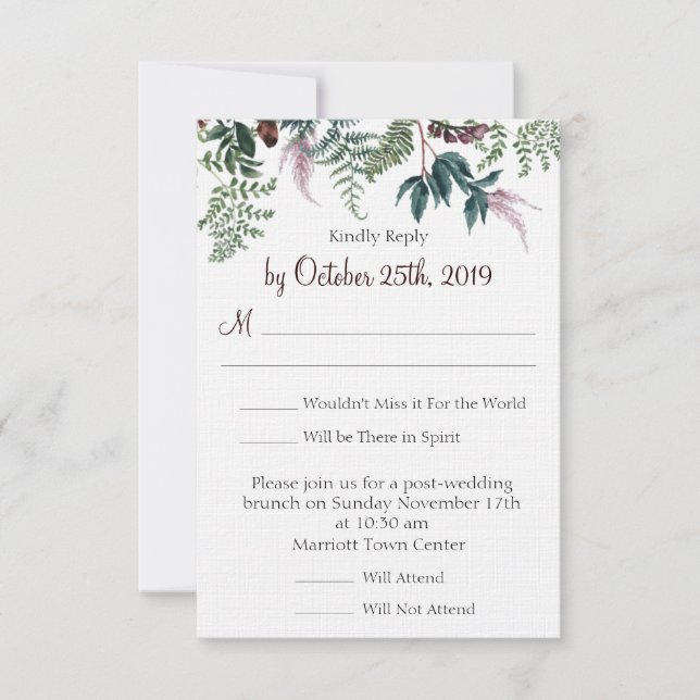 Invitation Automne Mariage floral RSVP (Devant)