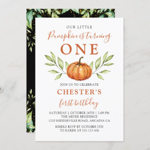 Invitation Automne Moderne Petit Citrouille Premier anniversa