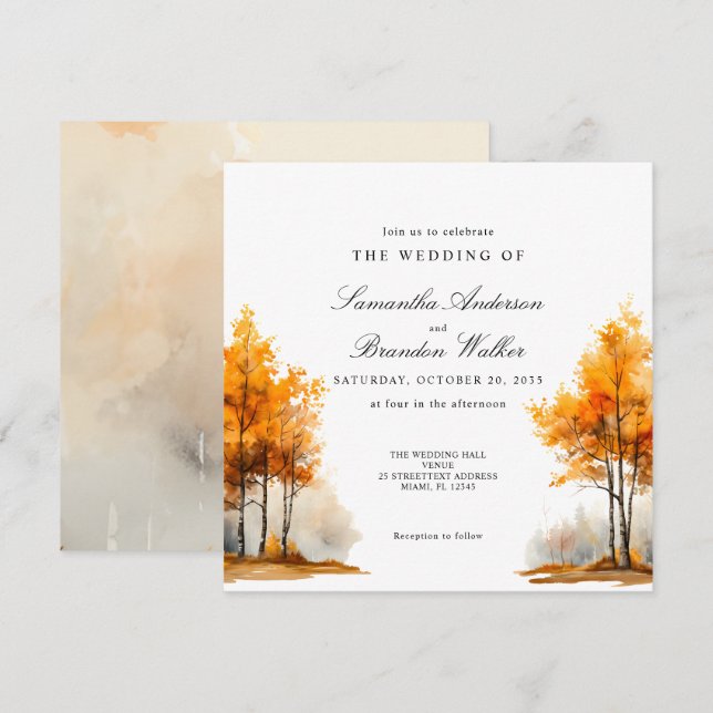 Invitation Automne Nature Automne mariage paysage (Devant / Derrière)