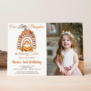 Invitation Automne Notre Petit Citrouille 2ème anniversaire P