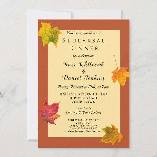 Invitation Automne Octobre Novembre Dîner De Répétition (Devant)