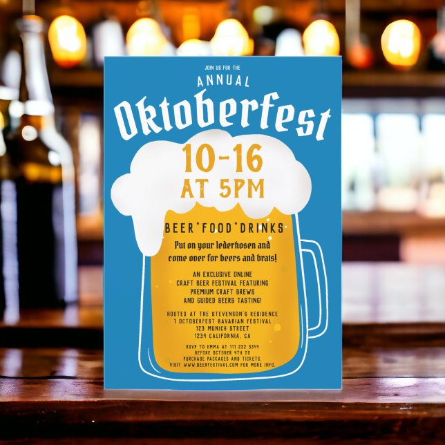 Invitation Automne Oktoberfest fête de la bière fête bavarois (Fall Oktoberfest beer festival party Bavarian Invitation)