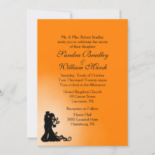 Invitation Automne Orange et Noir Simplement Beau Mariage