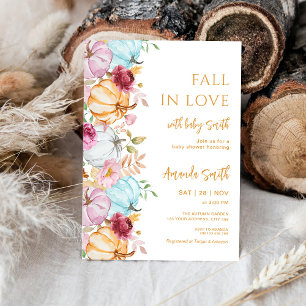 Invitation Automne Pastel Citrouilles Chute d'amour Baby show