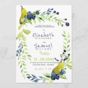 Invitation Automne Pear Berries Floral Rustique Personnalisé 