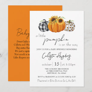 Invitation Automne Petit Citrouille Tournesol Bébé Sprinkle