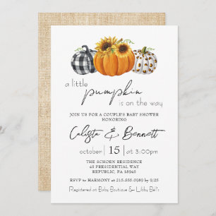 Invitation Automne Petit Citrouille Tournesol Couple Baby sho