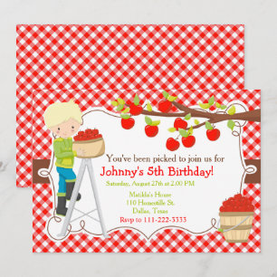 Invitation Automne Pomme cueillir Blonde Anniversaire
