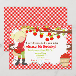 Invitation Automne Pomme cueillir Blonde Anniversaire