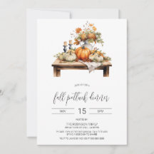 Automne Potluck Dîner Invitation, Thanksgiving