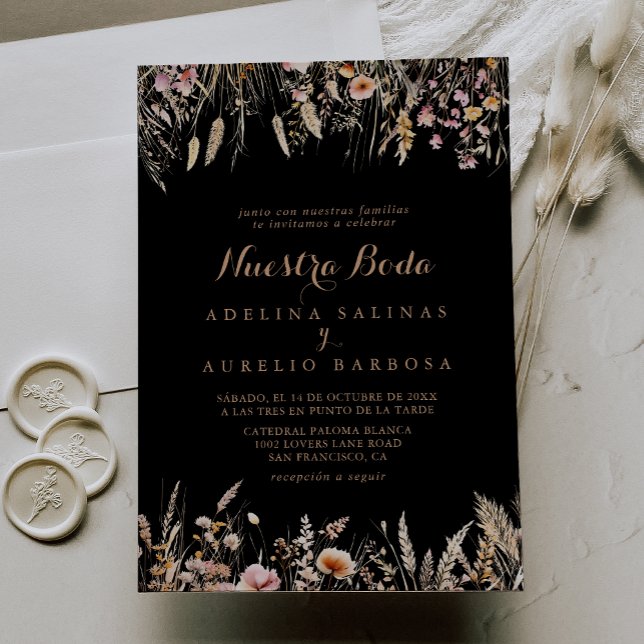 Invitation Automne prairie sauvage Floral Nuestra Boda Mariag (Créateur téléchargé)