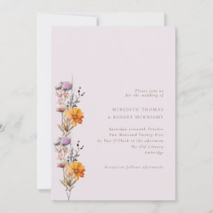 Invitation Automne Purple & Orange Fleur sauvage Mariage