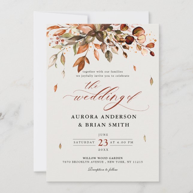 Invitation Automne Quitte Russe Pays Boho Mariage Dans (Devant)