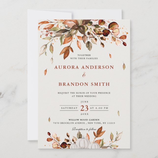 Invitation Automne Quitte Russe Pays Boho Mariage Dans (Devant)