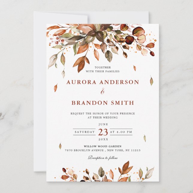 Invitation Automne Quitte Russe Pays Boho Mariage Dans (Devant)
