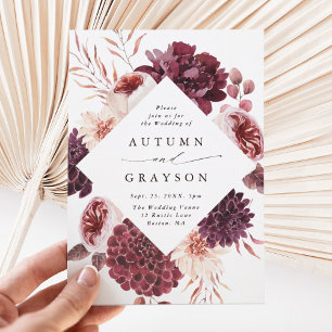 Invitation Automne Romance Aquarelle Mariage Floral