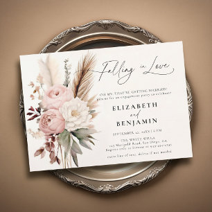 Invitation Automne Romantique Boho Peony Pampas Partie d'enga
