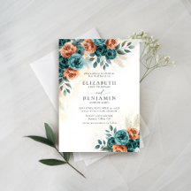 Automne Romantique Turquoise brûlé Orange Floral M