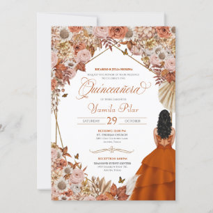 Invitation Automne Rouille Orange Feuille Quinceanera Invitat